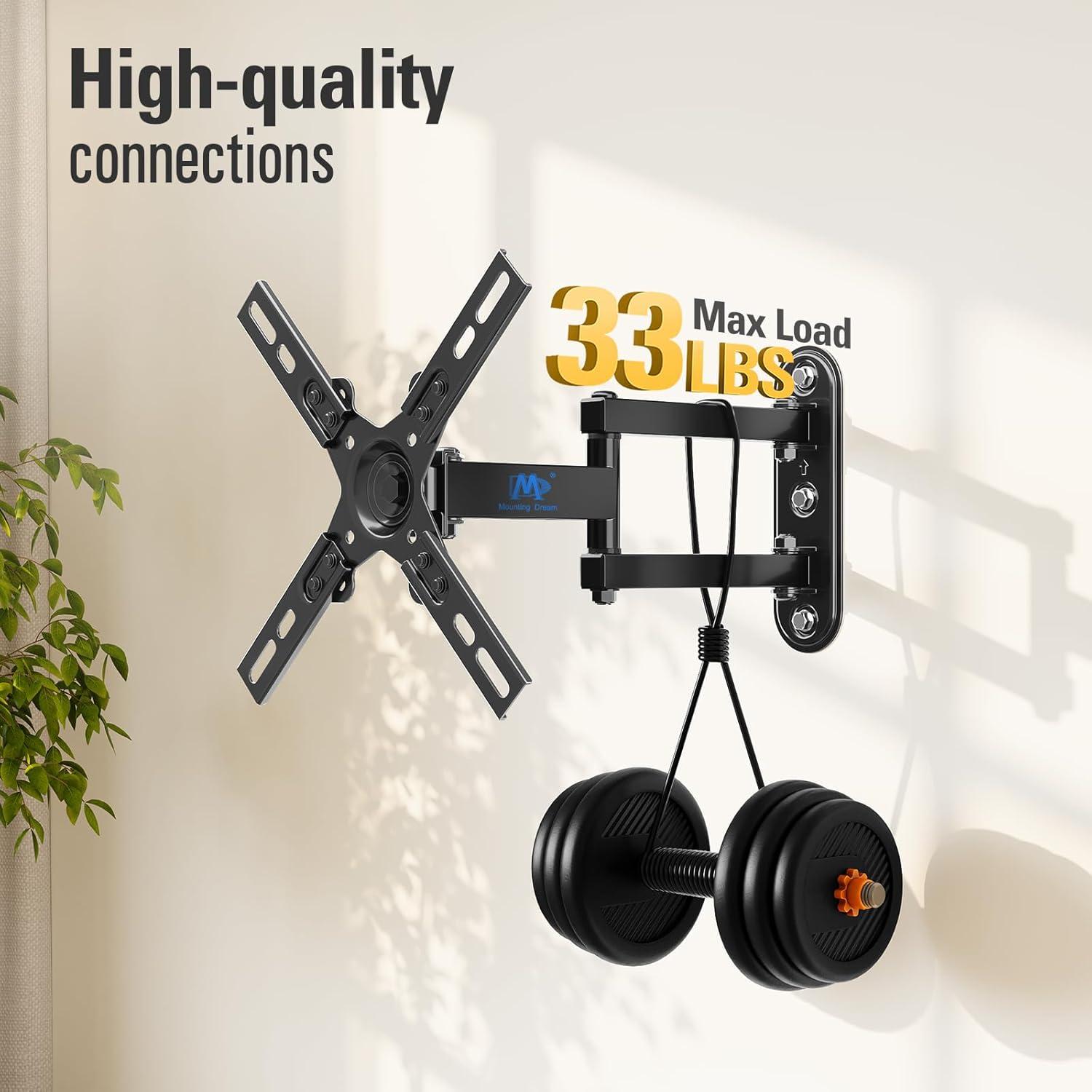 imageMounting Dream UL Listed Full Motion Monitor Wall Mount TVs Bracket for 1026 Inch LED LCD Flat Screen TV and Monitor TV Mount with Swivel Articulating Arm Up to VESA 100x100mm and 33LBS MD24631739 TV