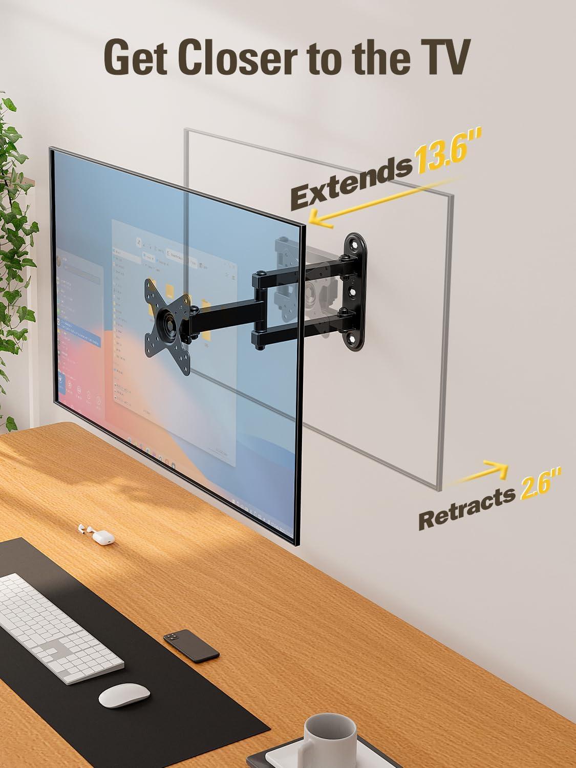 imageMounting Dream UL Listed Full Motion Monitor Wall Mount TVs Bracket for 1026 Inch LED LCD Flat Screen TV and Monitor TV Mount with Swivel Articulating Arm Up to VESA 100x100mm and 33LBS MD24631026 TV