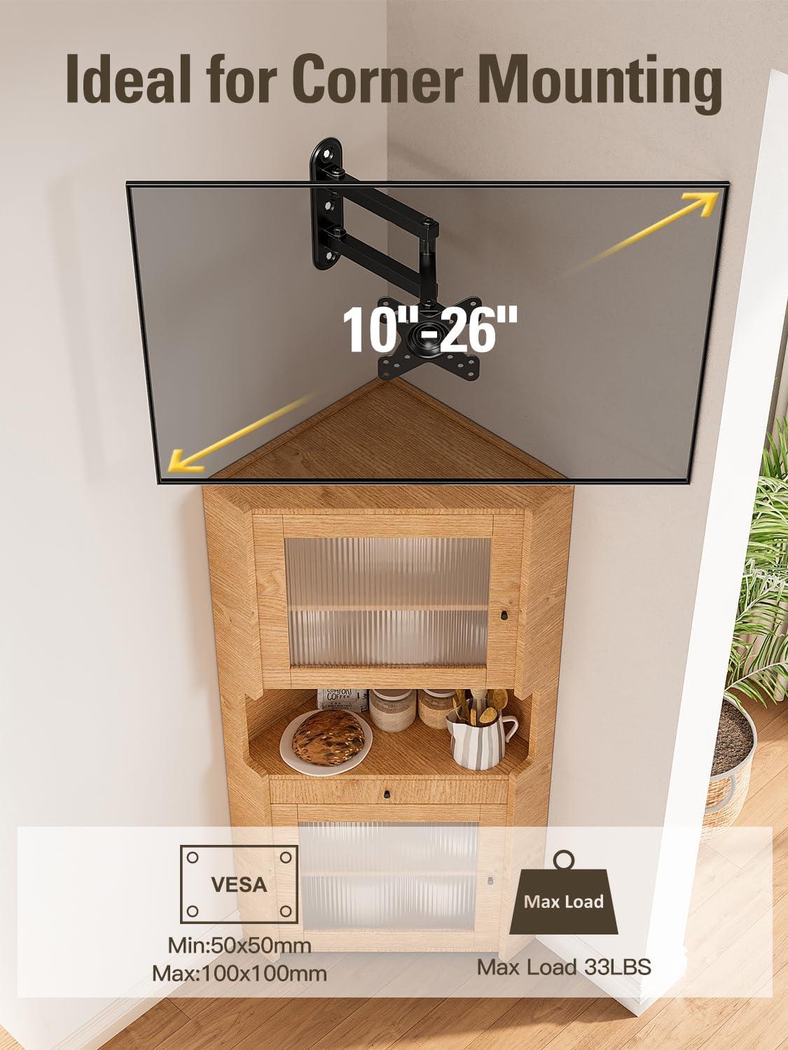 imageMounting Dream UL Listed Full Motion Monitor Wall Mount TVs Bracket for 1026 Inch LED LCD Flat Screen TV and Monitor TV Mount with Swivel Articulating Arm Up to VESA 100x100mm and 33LBS MD24631026 TV
