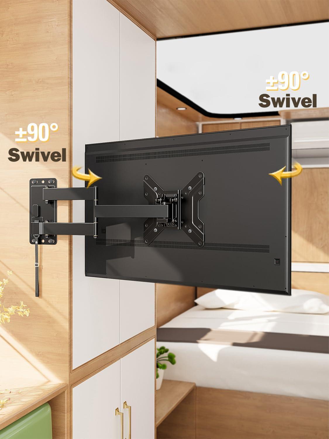 imageMounting Dream UL Listed Lockable RV TV Mount for Most 1743 inch TV RV Mount for Camper Trailer Motor Home Boat Truck Full Motion Unique One Step Lock RV TV Wall Mount VESA 200mm 44 lbs MD2210