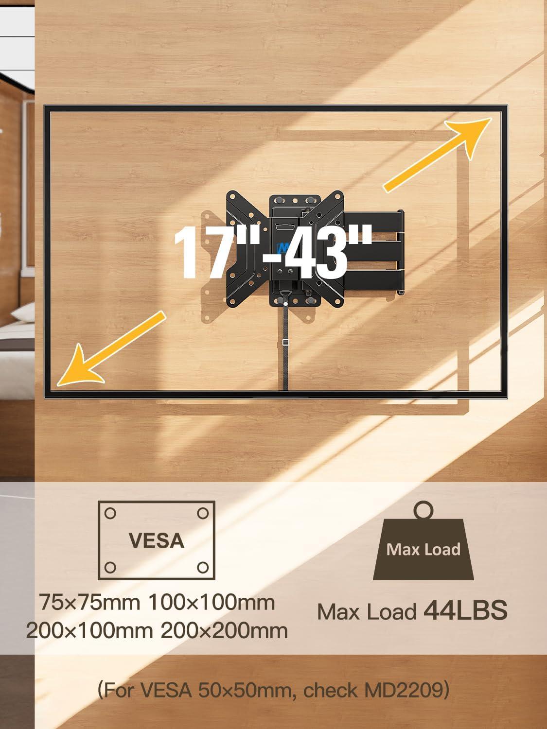 imageMounting Dream UL Listed Lockable RV TV Mount for Most 1743 inch TV RV Mount for Camper Trailer Motor Home Boat Truck Full Motion Unique One Step Lock RV TV Wall Mount VESA 200mm 44 lbs MD2210