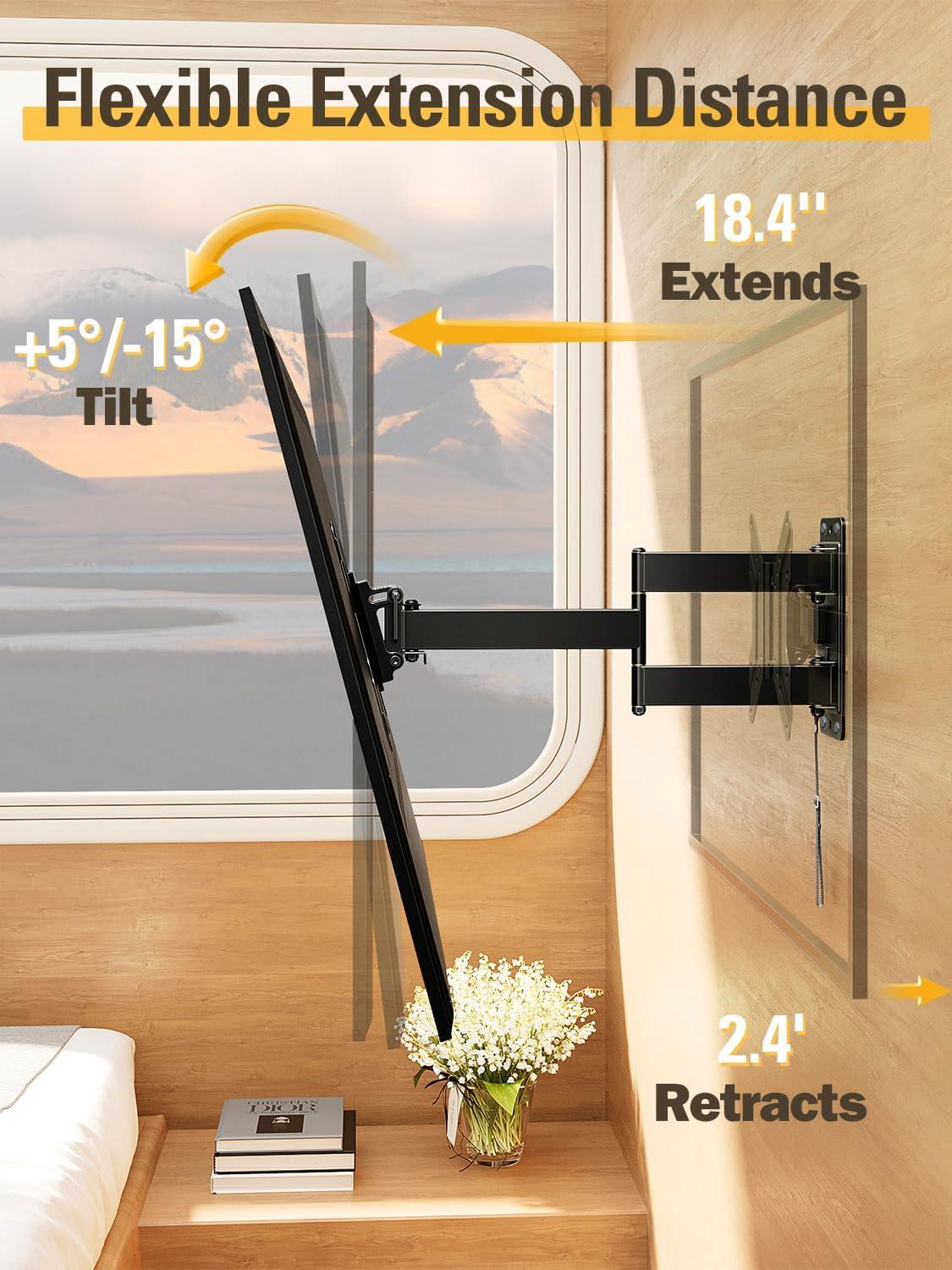 imageMounting Dream UL Listed Lockable RV TV Mount for Most 1743 inch TV RV Mount for Camper Trailer Motor Home Boat Truck Full Motion Unique One Step Lock RV TV Wall Mount VESA 200mm 44 lbs MD2210