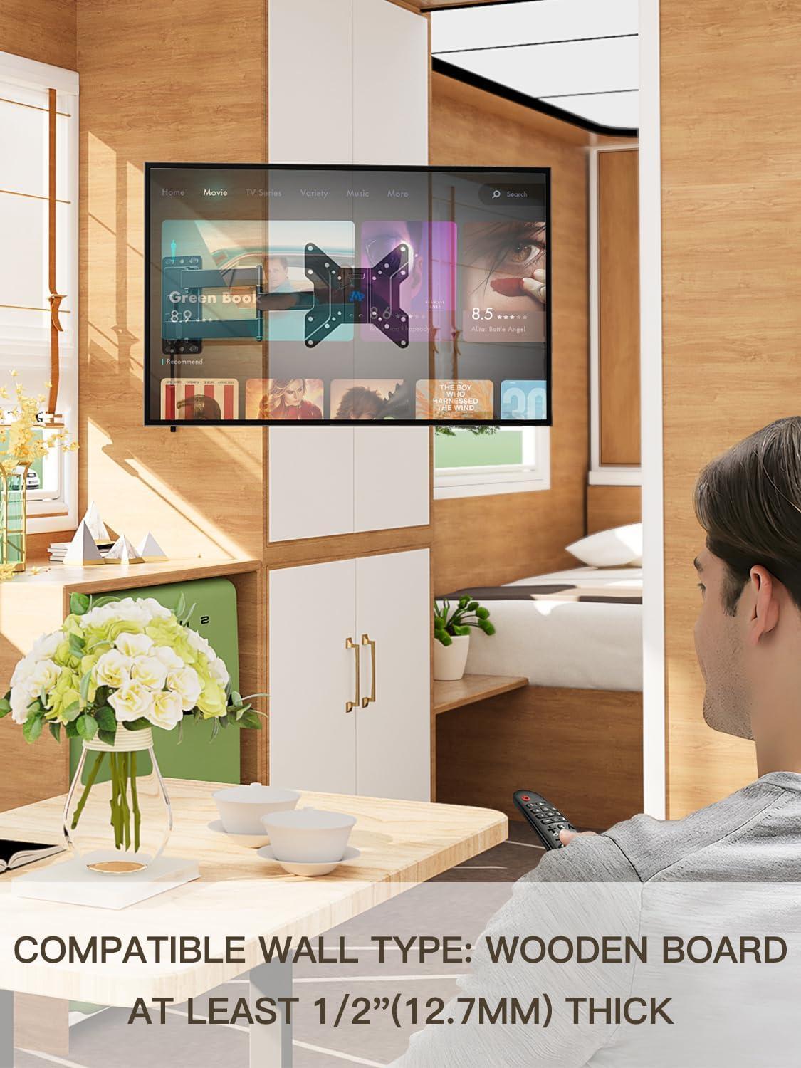 imageMounting Dream UL Listed Lockable RV TV Mount for Most 1743 inch TV RV Mount for Camper Trailer Motor Home Boat Truck Full Motion Unique One Step Lock RV TV Wall Mount VESA 200mm 44 lbs MD2210